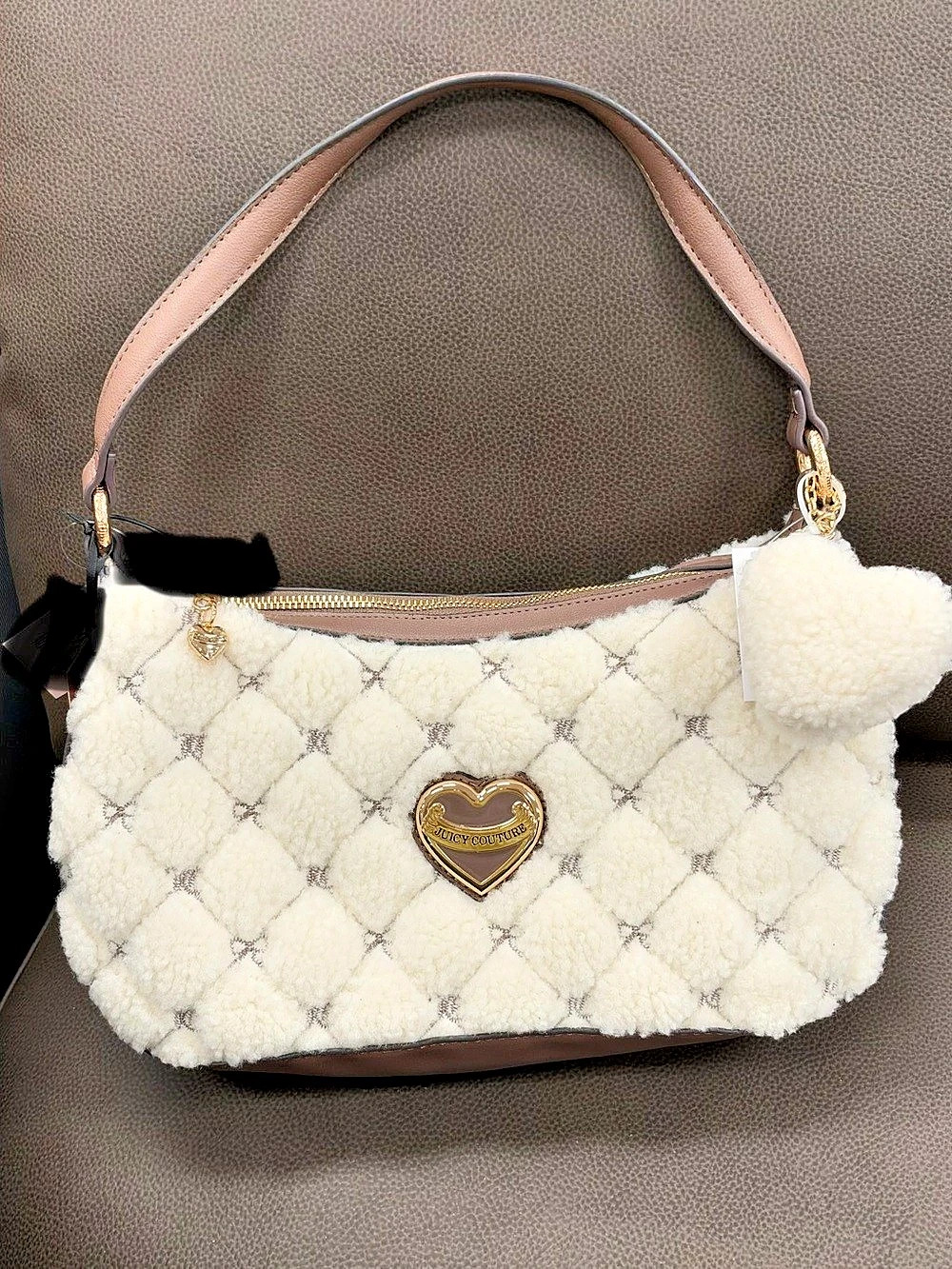 Juicy Couture Crescent Shoulder Bag Cream & Brown NWT